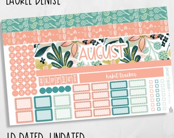 215 LAUREL DENISE planner stickers,  Scout, Rose, Anne, Nancy, August monthly kit, 215 Canopy