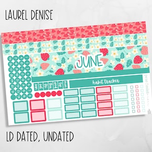 212 LAUREL DENISE planner stickers, mini, project, dated, undated, June monthly kit, 212 Strawberry Patch