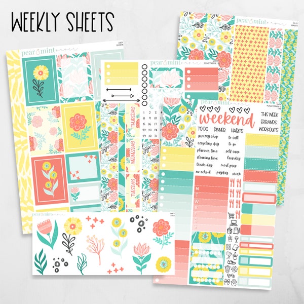 205 weekly kit, Laurel Denise, MakseLife, Live Rich Planner, Erin Condren, planner stickers, March weekly kit 205 Blossom