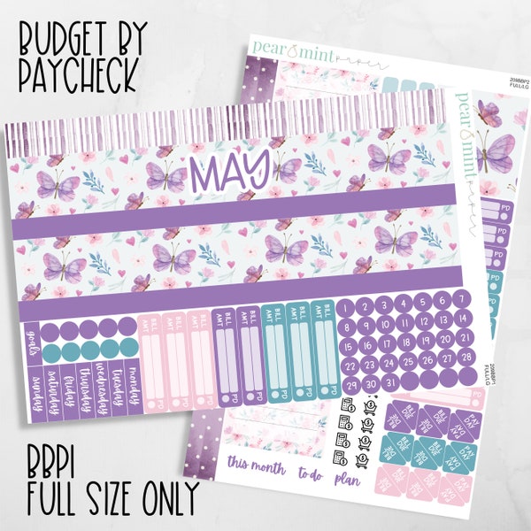 209 BBP full size, Budget by Paycheck workbook, the budget mom, budgeting stickers, May monthly kit, 209 Flutter