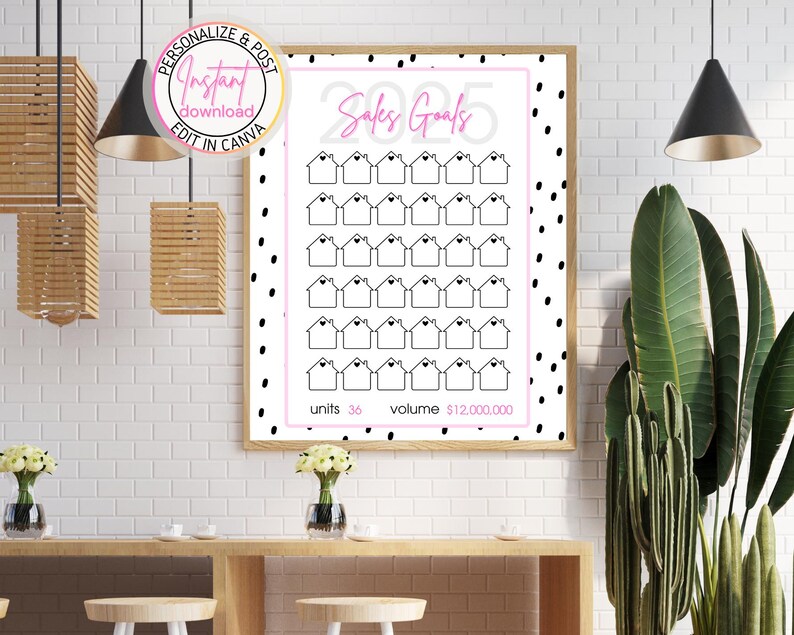 Sold Goal Chart Cute Real Estate Goal Tracker, Real Estate Marketing, Realtor Goal ...
