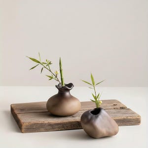Wabi Sabi Ceramic Vase, Rustic Stone Texture Pottery, Minimalist Zen Home Decor, Handmade Artisan Bud Vase