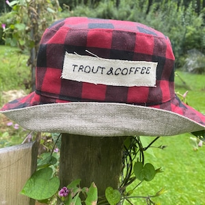 Handmade Trout and Coffee bucket hat