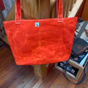 Handmade waxed canvas tote