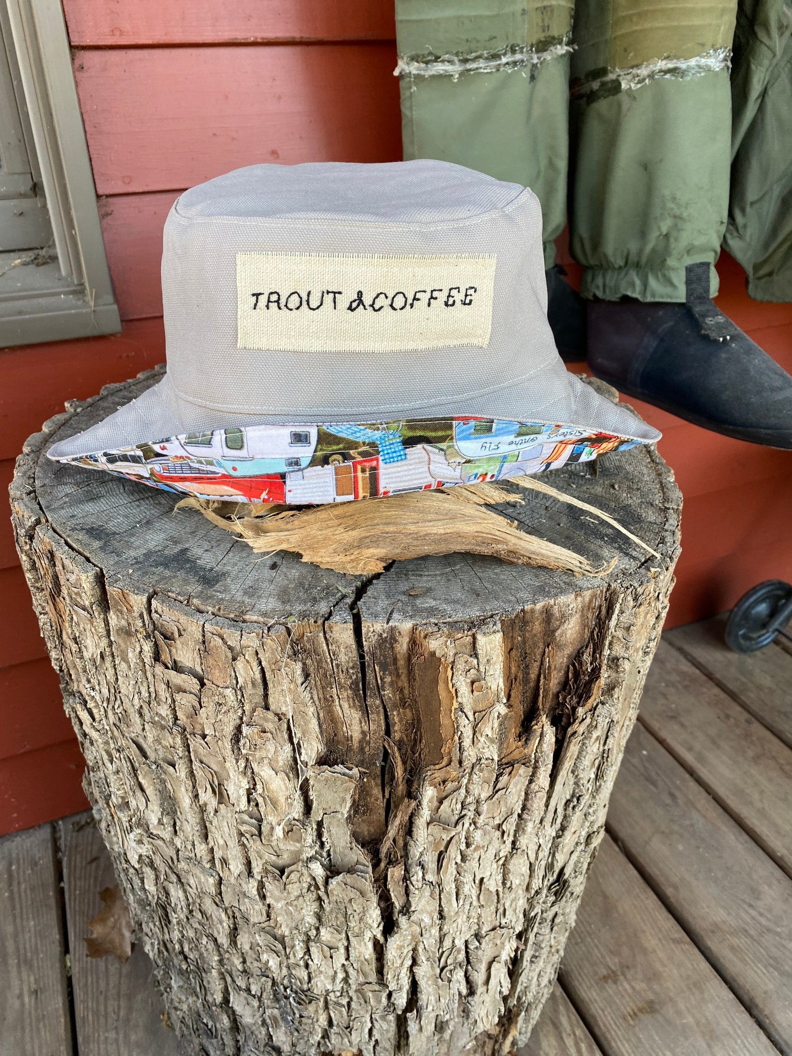 Handmade Trout and Coffee Bucket Hat Etsy