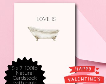 Love is taking my hair out of the drain Valentines Card Romantic Card, Cute Love Card, Funny Valentines Day, Greeting Card, Love Greeting