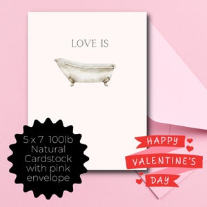 Liefde is het nemen van mijn haar uit de afvoer Valentijnskaart Romantische kaart, schattige liefdeskaart, grappige Valentijnsdag, wenskaart, liefdesgroet