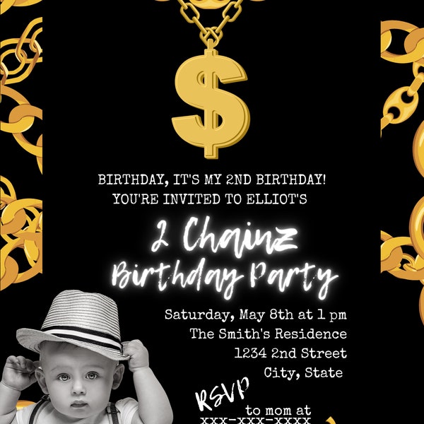 2 Chainz 2nd birthday Digital Invitation UNIQUE HIP HOP