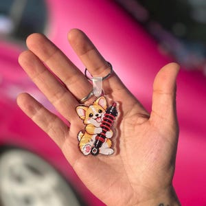 Corgi met hanglamp JDM sleutelhanger