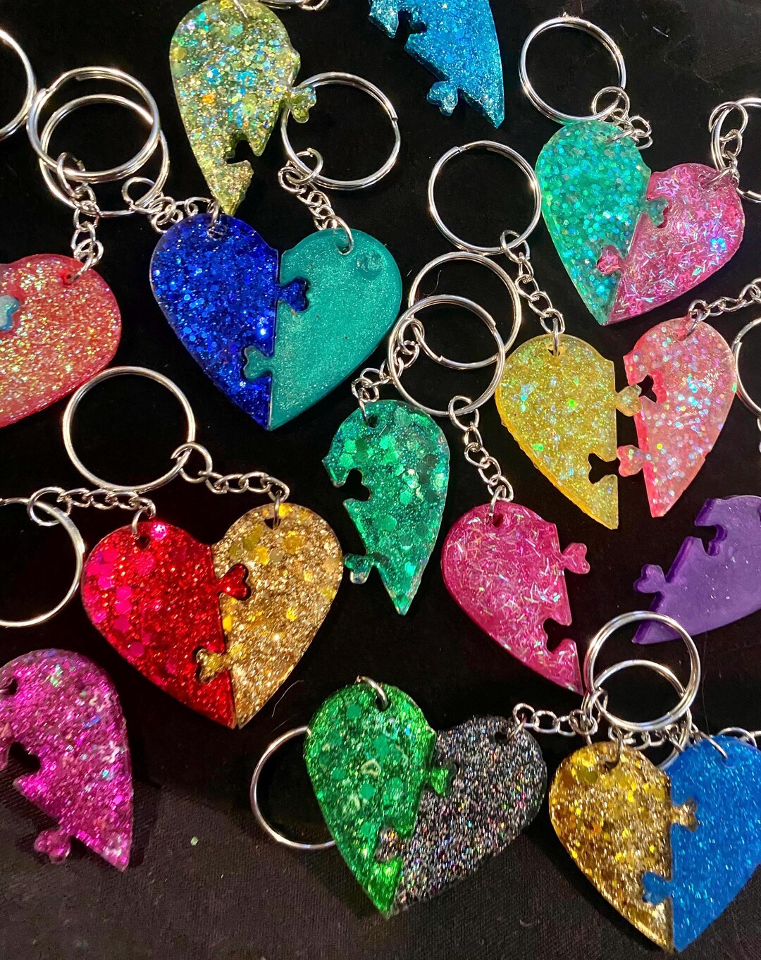 Keychains Mix Gift Mix and Match Colorful Glitter Heart Keychains Gift for Friends - Etsy