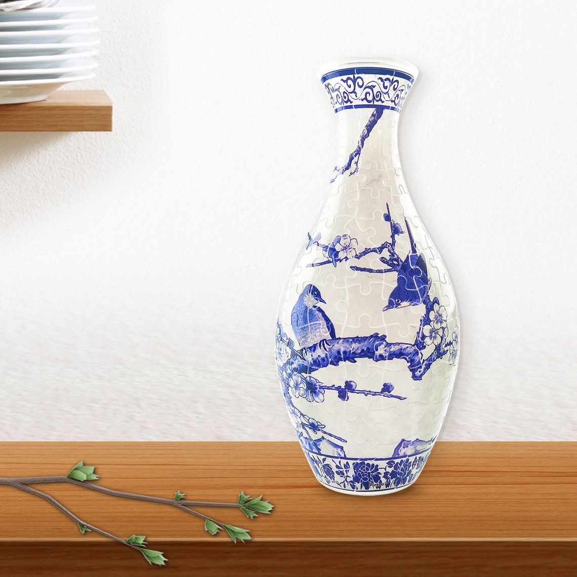 160 Piece Plastic Jigsaw Puzzle Vase Magpies on Plum Tree Etsy