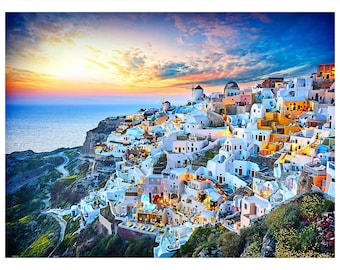 1200 Piece Plastic Jigsaw Puzzle for Adults: Beautiful Sunset of Greece (Premium Quality, Water Resistant, Durable, Recyclable)