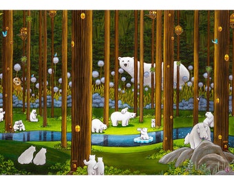 1000 Piece Plastic Jigsaw Puzzle for Adults: Polar Bears in the Forest, SMART(Premium Quality, Water Resistant, Durable, Recyclable)