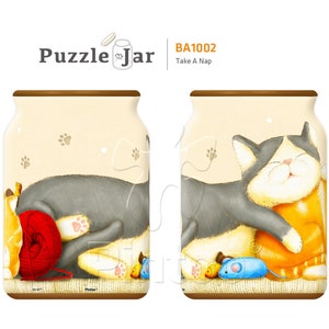 128 Piece Plastic Jigsaw Puzzle Jar: Take a Nap 3D, Premium Quality, Water Resistant, Durable, Recyclable, 128 Pieces Take a Nap