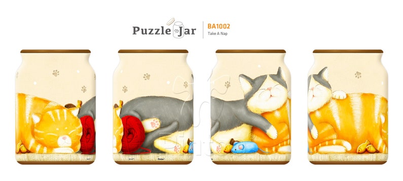 128 Piece Plastic Jigsaw Puzzle Jar: Take a Nap 3D, Premium Quality, Water Resistant, Durable, Recyclable, 128 Pieces Take a Nap