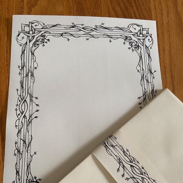 Art Nouveau writing paper | Letter-sized stationery set with envelopes