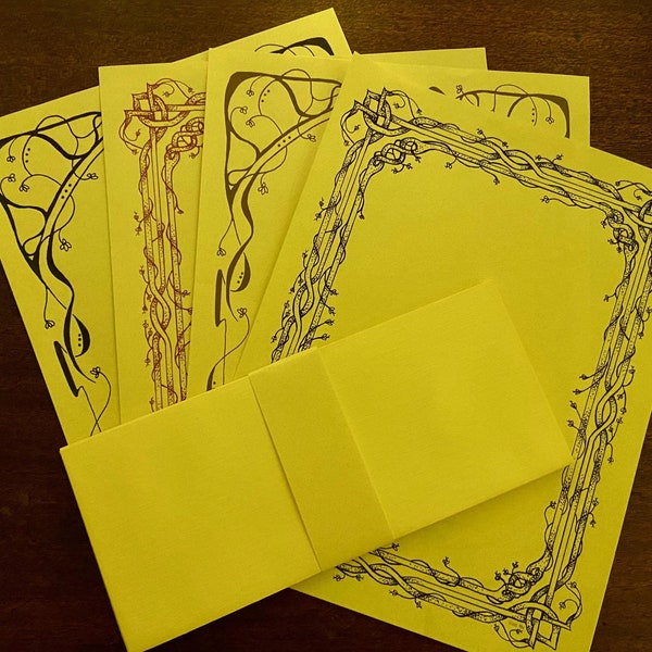 Art Nouveau writing paper variety pack | Letter-sized stationery set with envelopes