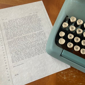 Custom Typewritten Letter for Birthdays, Anniversaries, and other Celebrations (Standard Letter-Sized, Multi-page, Vintage Typing Paper)