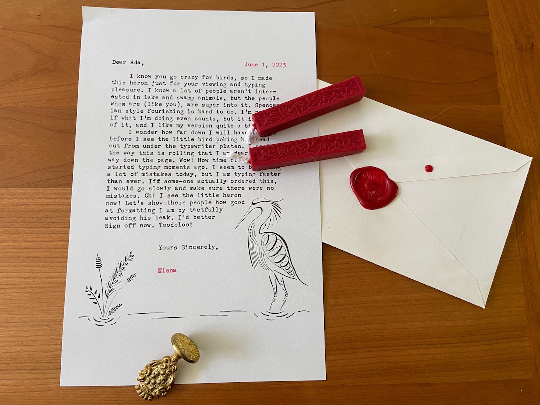 Custom Typewritten Letter, Poem, Message, Etc halfletter Sized, Choose