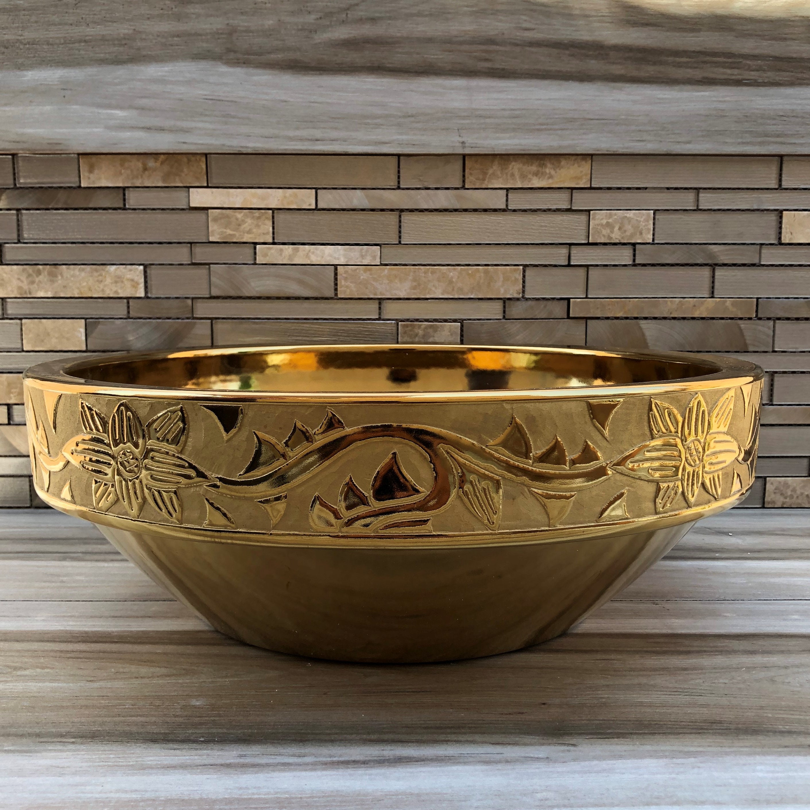 Gold Vessel Sink Round Golden Washbasin Countertop Basin Etsy UK