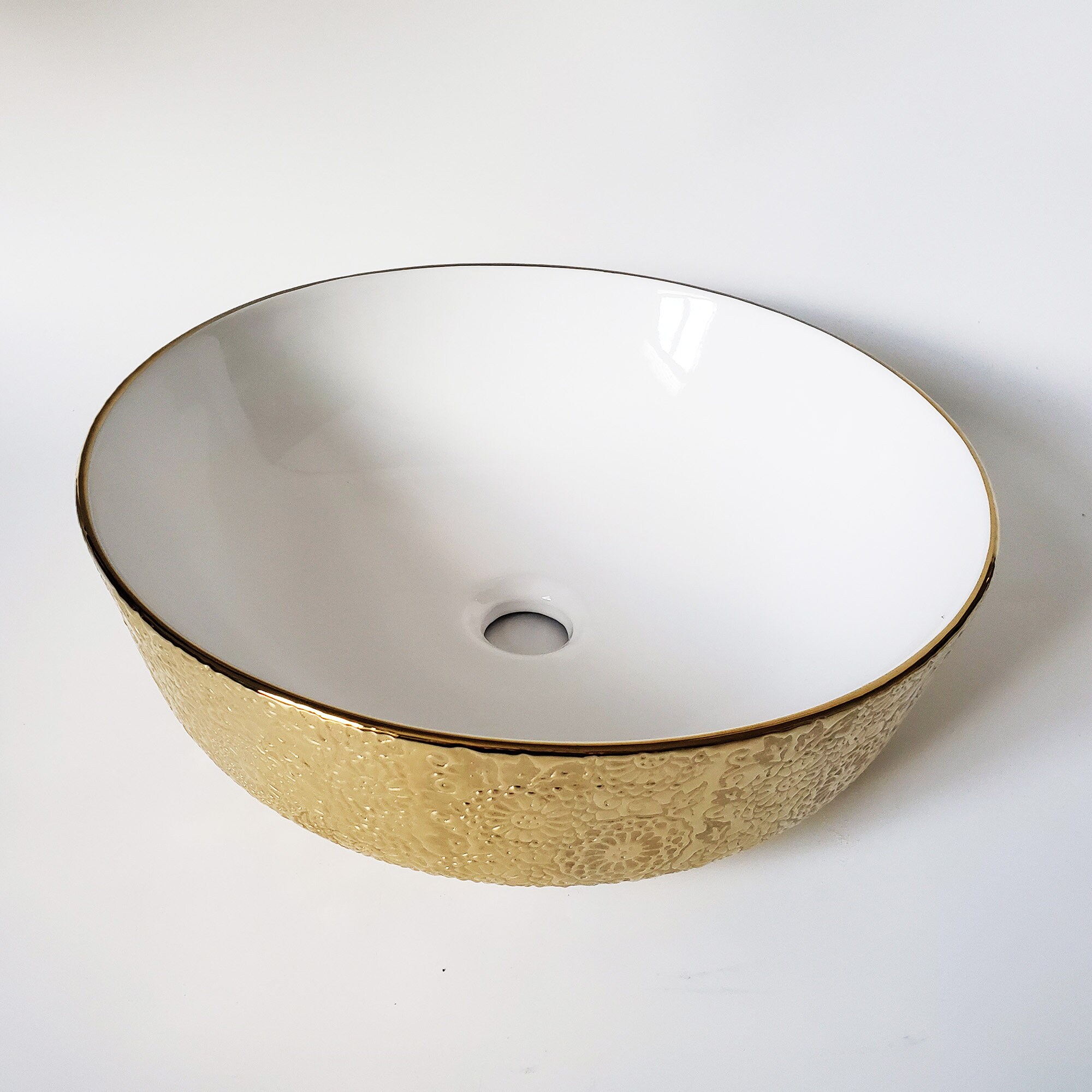 Gold and White Bathroom Vessel Sink Golden Countertop Etsy UK