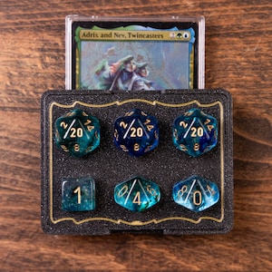 Magic the Gathering - Commander Life Counter Box / Tray for Adrix & Nev (Clear Blue/Green Dire) *Glows in the Dark*