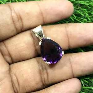 Purple Amethyst Pendant, 925 Sterling Silver Pendant, Gemstone Pendant, Amethyst Necklace, Amethyst Jewelry, Gift For Her, Anniversary Gift