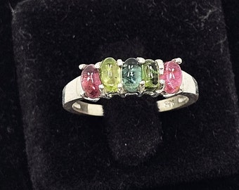 Natural Tourmaline Ring: Handmade 925 Sterling Silver Gemstone Jewelry