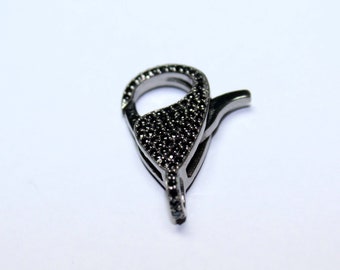 Cierre de langosta espinal negro pavé: cierre de plata de ley 925 (27 x 17 x 0,6 mm)