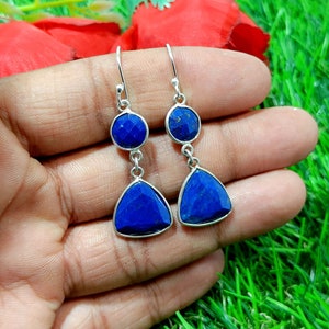 Lapis Lazuli Earrings,925 Sterling Sterling Earring, Faceted Lapis Earrings, Handmade Earring, Dangle Drop Earring, Gift For Her