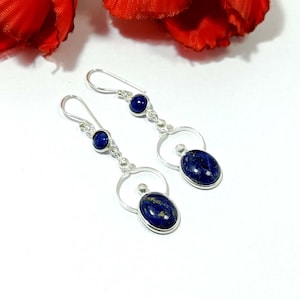 Lapis Lazuli Earrings,925 Sterling Sterling, Natural Lapis Earrings, Handmade Earring, Dangle Drop Earring, Gift For Her, Christmas Gift