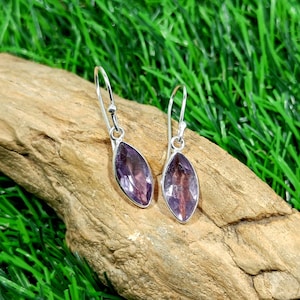 Earring,Natural Amethyst Earring,925 Sterling Silver Earring, Gemstone Earring, Dangle Drop Earrings, Anniversary Gift, Personalized Gift