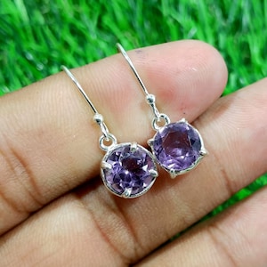 Natural Amethyst Earring,925 Sterling Silver Earring, Gemstone Earring, Dangle Drop Earrings, Anniversary Gift, Personalized Gift