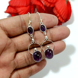 Amethyst Earrings, Gemstone Earring,925 Sterling Silver, Amethyst Jewelry, Dangle Drop Earring, Handmade Earring, Gift For Her, Christmas