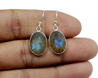 Labradorite Earring,925 Sterling Silver Earring, Gemstone Earring, Faceted Labradorite Earring, Gift Earring,Handmade Earrings, Gift For Her
