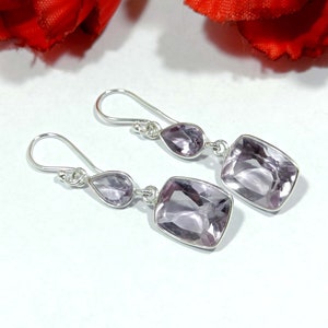Amethyst Earrings, Gemstone Earring,925 Sterling Silver, Amethyst Jewelry, Dangle Drop Earring, Handmade Earring, Gift For Her, Christmas
