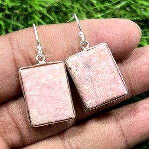 Natural Rhodochrosite Earring, Gemstone Earring, Handmade Earring,925 Sterling Silver, Silver Earring, Boho Earrings, Dangle Earring