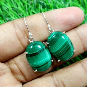 Amazing Malachite Boho Silver Earring, 925 Sterling Silver Earring, Opaque Stone Earring, Gift For Her, Malachite Earrings, Christmas Gift