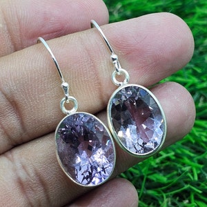 Natural Amethyst Earring, 925 Sterling Silver Earring, Gemstone Earring, Dangle Drop Earrings, Anniversary Gift, Women Gift, Gift For Her