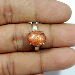 AAA Sunstone Ring, 925 Sterling Silver Ring, Dainty Gemstone Ring, Oval Shape Ring, Sunstone Silver Jewellery, Anniversary Gift For Wife