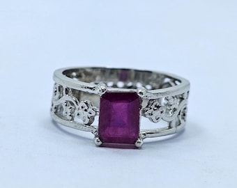Anillo de rubí rojo - Anillo de plata de ley 925 - Piedra natal de octubre - Regalo para ella