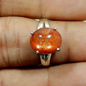 AAA Sunstone Ring, 925 Sterling Silver Ring, Dainty Gemstone Ring, Oval Shape Ring, Sunstone Silver Jewellery, Anniversary Gift For Wife