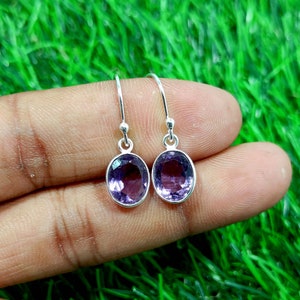Earring,Natural Amethyst Earring,925 Sterling Silver Earring, Gemstone Earring, Dangle Drop Earrings, Anniversary Gift, Personalized Gift