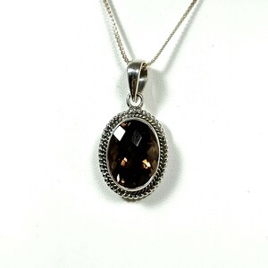 Natural Smoky Quartz Pendant, 925 Sterling Silver, Gemstone Pendant, Smoky Quartz Necklace, Quartz Pendant, Engagement Gift, Gift For Her