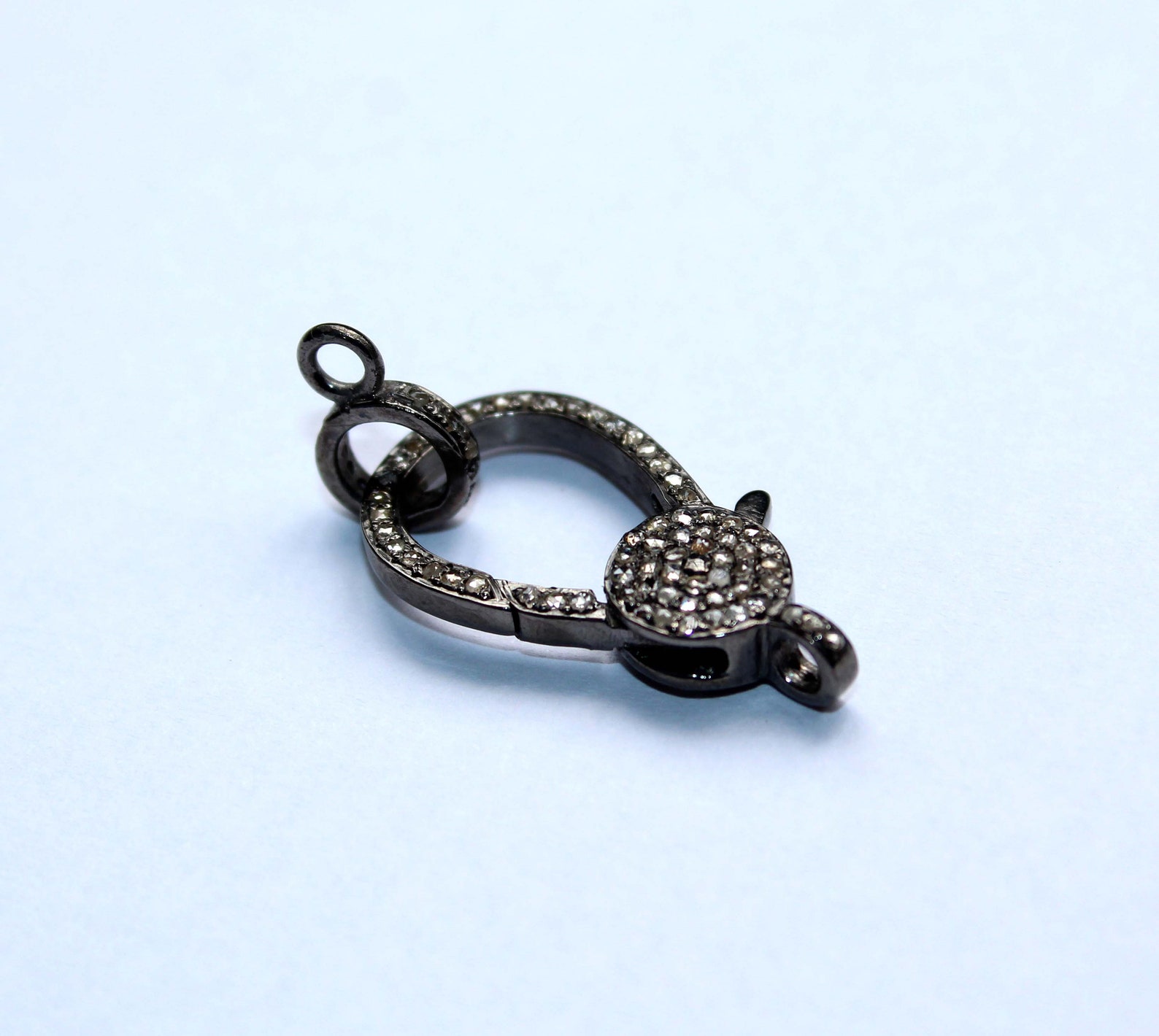 Pave Diamond Lobster Clasp Lock,rose Cut Diamond Lock Clasp,both Side