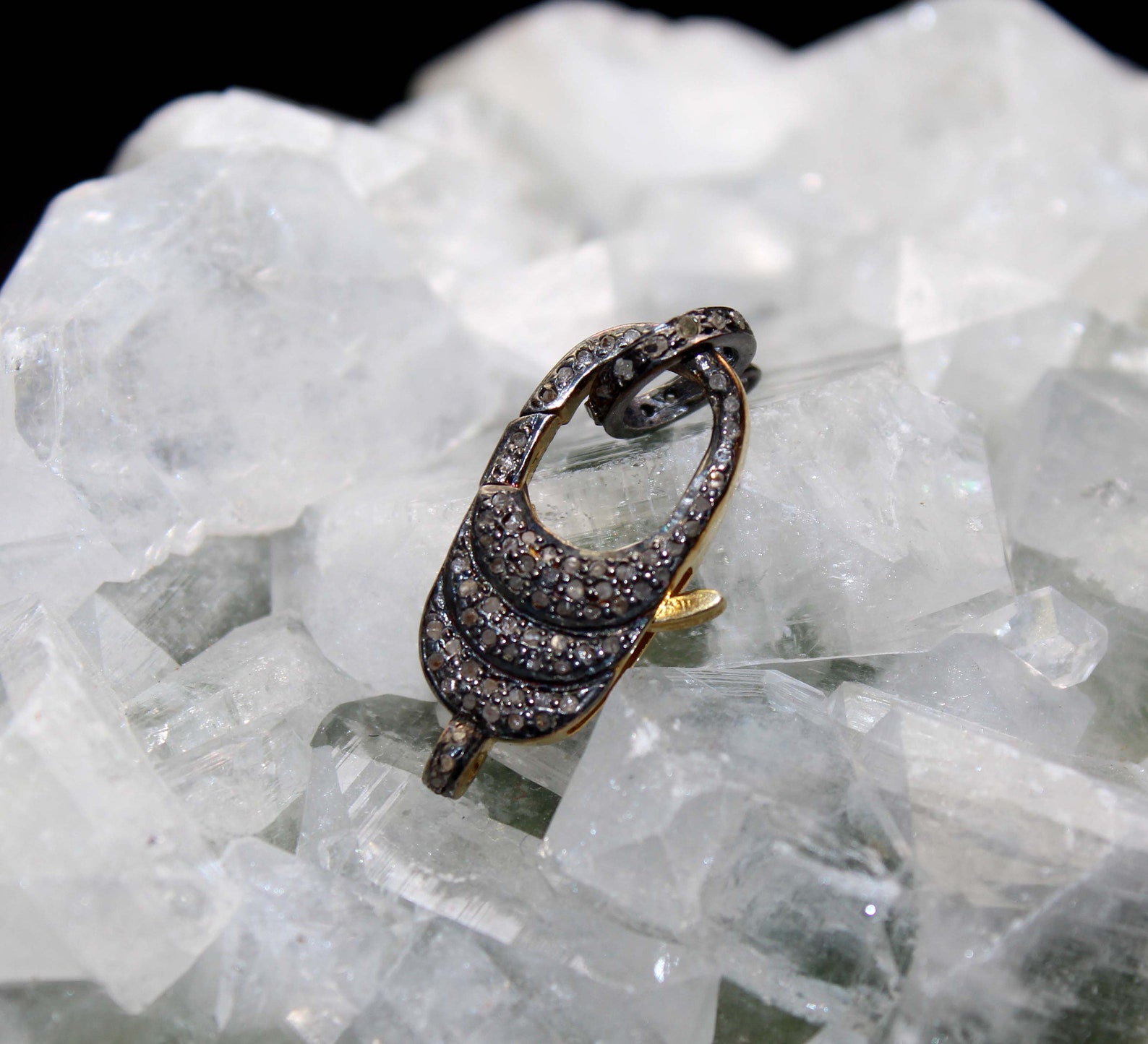 Pave Diamond Lobster Clasp Lockrose Cut Diamond Lock Etsy