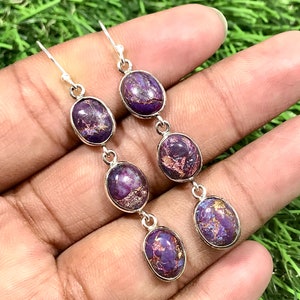 Purple Mohave Turquoise Earring, 925 Sterling Silver Earring, Turquoise Earring, Dainty Statement Earring, Dangle Drop Earring, Gift For Her