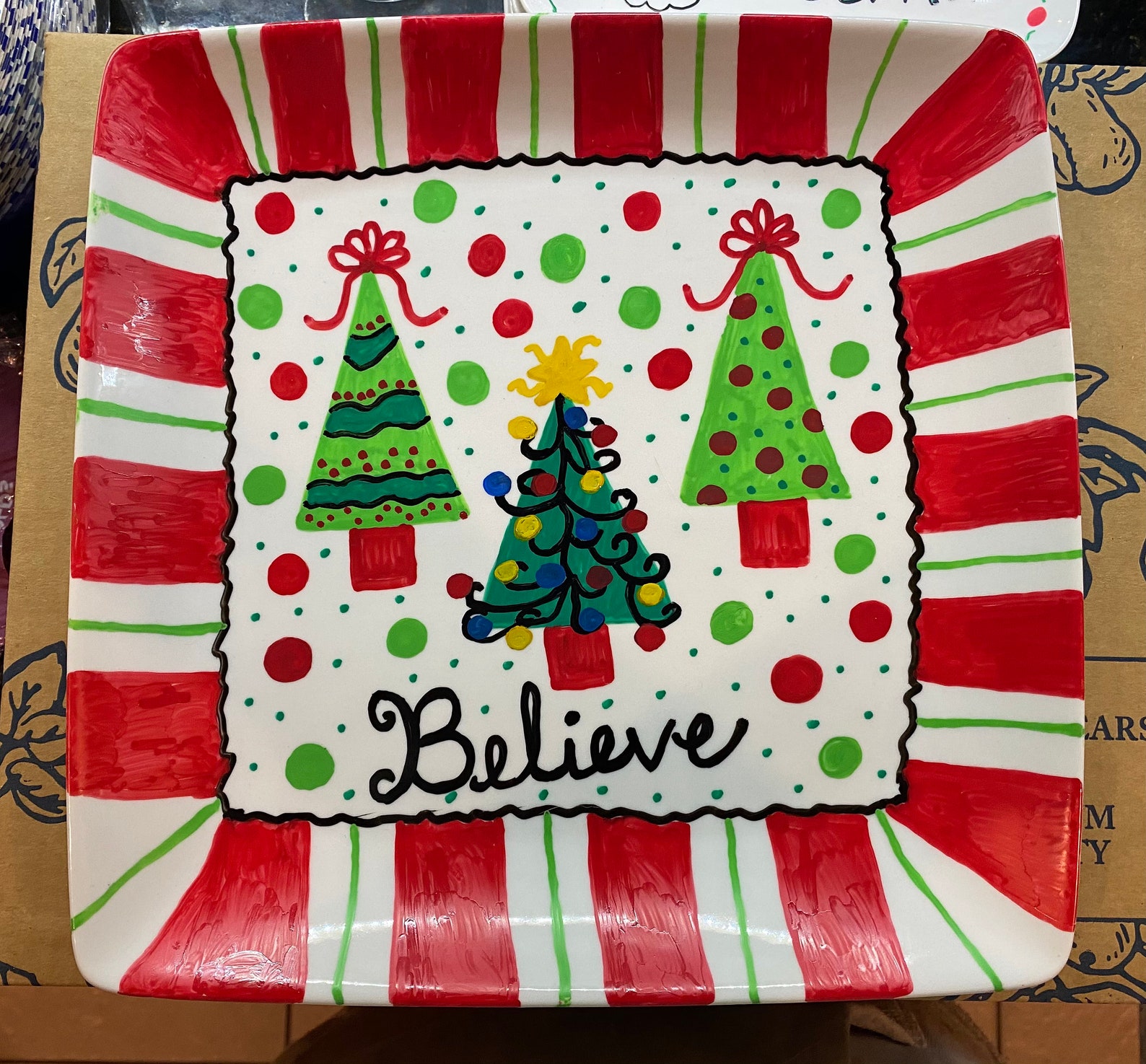 Hand painted Christmas cookie plate serving plate decorative Etsy