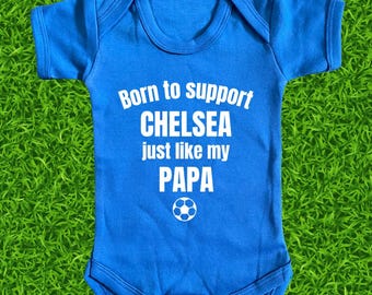 Born to Support Chelsea Baby Vest | Personalised Football Baby Gift | Future Football Fan Vest | Blue Baby Bodysuit | Custom Baby Vest