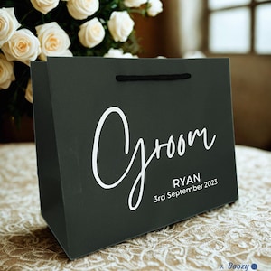 Groom gift bag / Groom gift / Groom wedding gift / Wedding Day gift / bridal party gift bag / personalised gift bags / partner wedding gift image 1